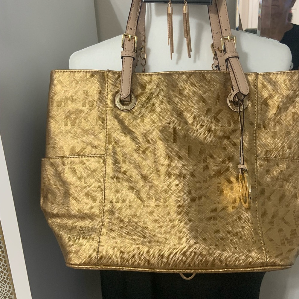 Michael Kors large Jet Set gold tote